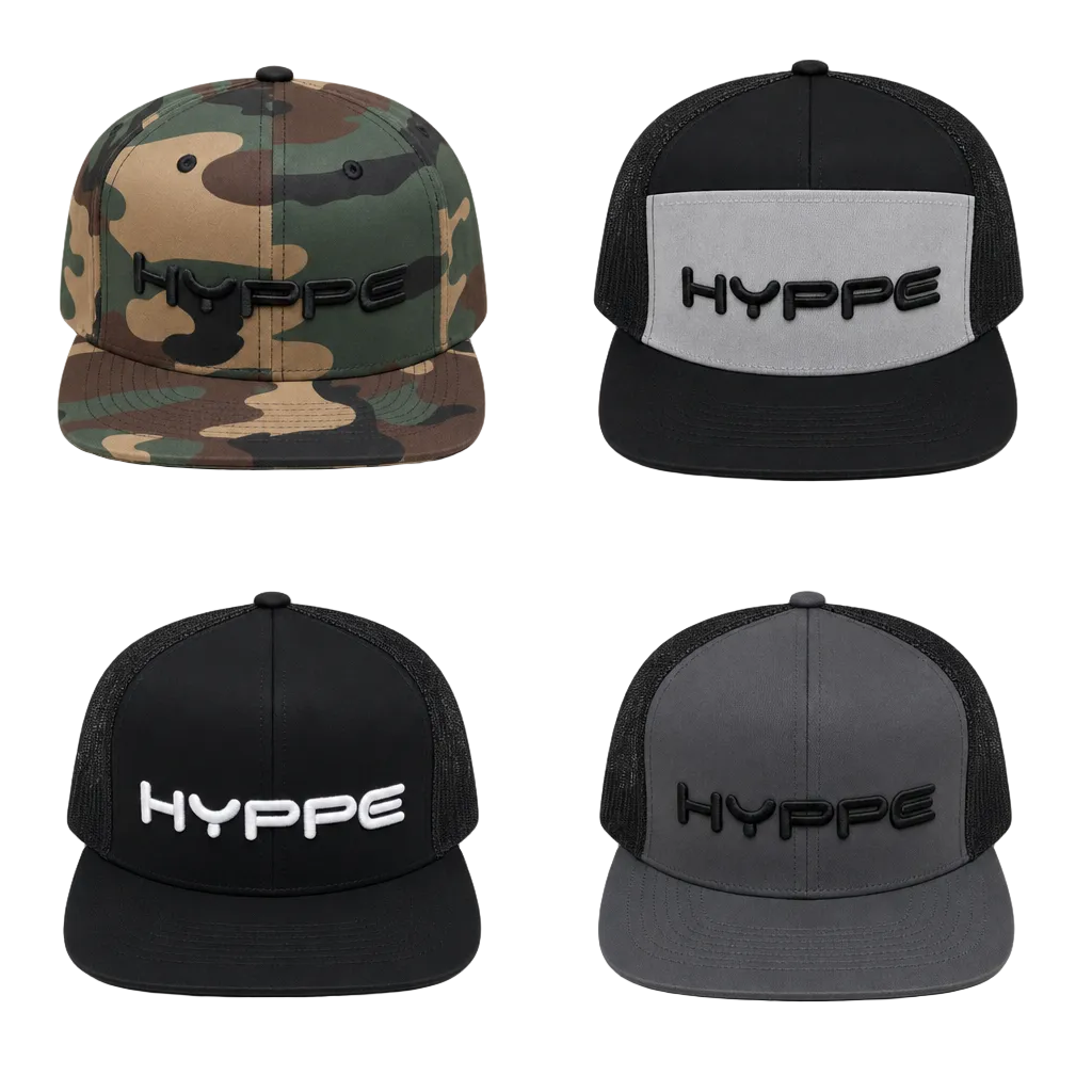 HYPPE Snapback Hat in Camo, Black / Grey, Black and Charcoal (style is random)